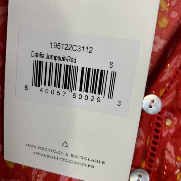 Spell & The Gypsy Collective Dahlia Red Jumpsuit S - Picture 5 of 8